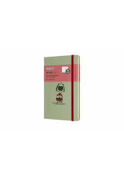Kalendarz tygodniowy Moleskine 18M L Fistaszki, twarda oprawa pistacjowa z tkaniny