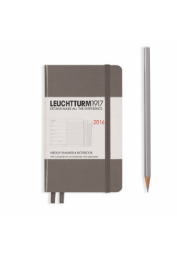 Kalendarz tygodniowy 2016 z notatnikiem Pocket taupe