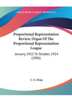 Proportional Representation Review, Organ Of The Proportional Representation League