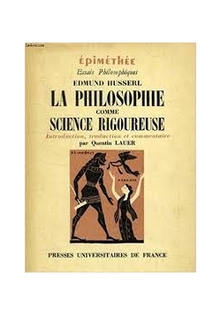 La Philosophie comme Science Rigoureuse