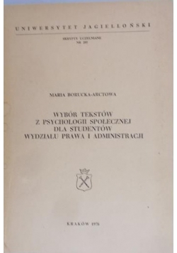 Wybór tekstów z psychologii społecznej dla studentów wydziału prawa i administracji