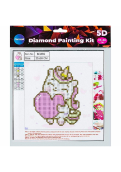 Diamentowa mozaika 5D - Unicorn&Heart 20x20 80869