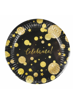 Talerze papierowe Glam Party czarne 8szt
