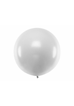Balon okrągły metallic silver snow 1m