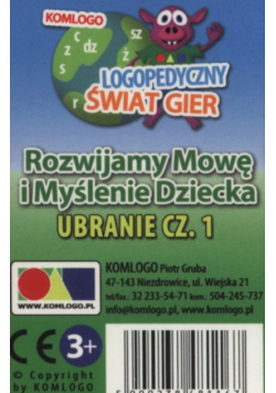 Karty Rozwijamy mowę i myślenie dziecka Ubranie część 1