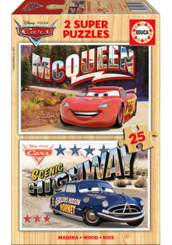 Auta CARS drewniane puzzle dla dzieci 2 x 25 elementów
