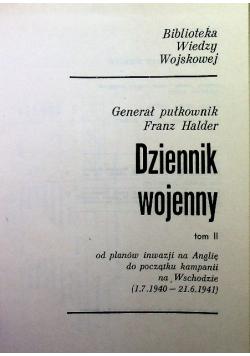 Dziennik wojenny tom II