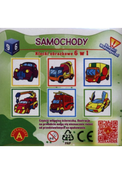 Samochody klocki obrazkowe 6 w 1