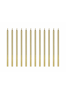Świeczki urodzinowe gładkie złote 14cm 12szt