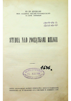 Studya nad początkami religii 1916 r.