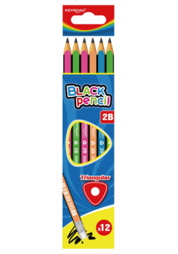Ołówek drewniany KEYROAD trójkatny 2B mix kolorów