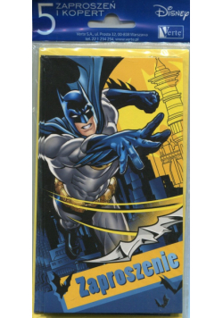 Zaproszenie z kopertą małe Batman 5 sztuk