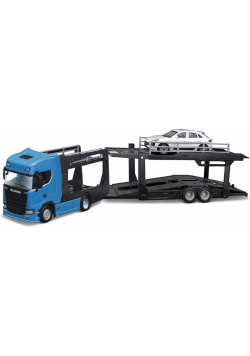 Bburago Model  Street Fire Multicar Carrier Scania 770 S Front Trailer + Porsche Macan 1:43