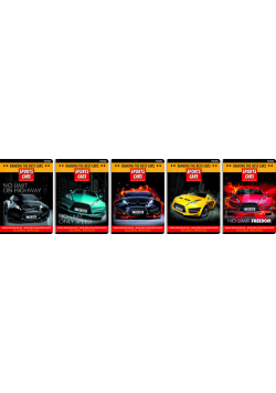 Zeszyt A5 w kratkę 16 kartek Sports cars 20 sztuk mix