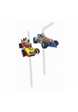 Rurki (słomki) z medalionem "Mickey Roadster Racers", 6 sztuk