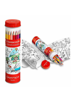 Kredki Swisscolor w tubie z kolorowanką 18 kolorów