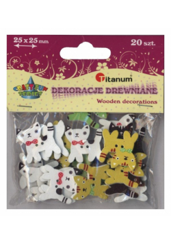 Dekoracje drewniane Kotki 25x25mm 20 sztuk