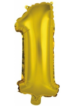 Balon foliowy mini cyfra 1 złota 19,5x40cm