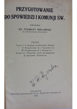 Przygotowanie Do Spowiedzi I Komunji Św.,1922