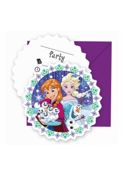 Zaproszenia z kopertą "Frozen Snowflakes" 6 sztuk