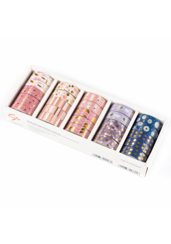 Display Taśma klejąca dekoracyjna Washi Tape Gold Narcissus SET 4 display mix 25 sztuk