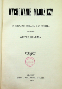 Wychowanie młodzieży 1910 r.