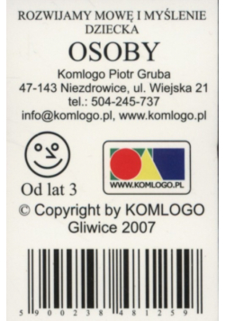 Karty Rozwijamy mowę i myślenie dziecka Osoby