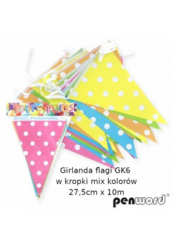 Girlanda flagi w kropki mix kolorów 27.5cmx6m