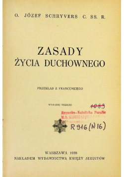 Zasady życia duchownego, 1939 r.