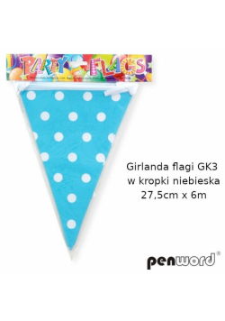 Girlanda flagi w kropki niebieska 27.5cmx6m