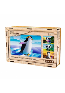 Puzzle 4w1 drewniane Zwierzęta