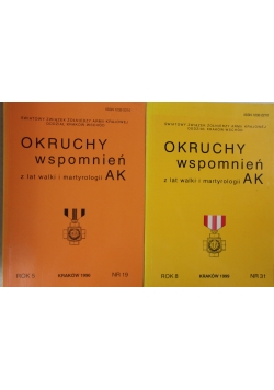 Okruchy wspomnień z lat walk i martyrolii AK nr 31/1999, 19/1996, zestaw 2 książek
