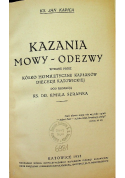 Kazania Mowy Odezwy 1933 r.