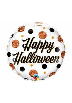Balon foliowy Happy Halloween groszki 46cm