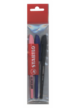 Długopis Stabilo re-liner 868 niebieski + czarny + różowy