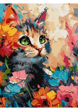 Malowanie po numerach - Puszysty kot 30x40cm