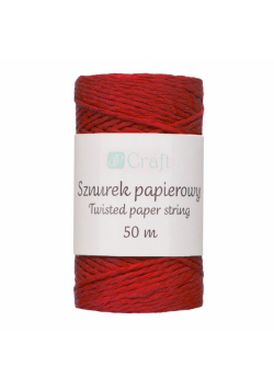 Sznurek papierowy skręcany 50m czerwony