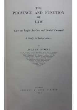 The province and funcion of law,1947r