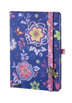 Notes A6 Lanybook Flowers Beauty w kratkę niebieski