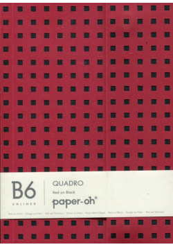 Zeszyt B6 Paper-oh Quadro gładki 56 kartek Red on Black