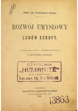 Rozwój Umysłowy Ludów Europy 1904 r.
