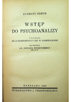 Wstęp do psychoanalizy 1936 r.