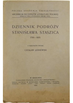 Dziennik podróży Stanisława Staszica 1931 r.