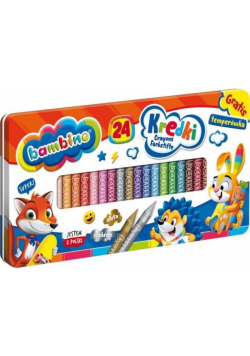 Kredki Bambino 24 kolory metalowe pudełko + temperówka