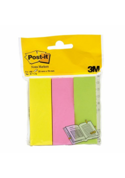 Znaczniki POST-IT (671/3), papier, 26x76mm, 3x100 kart., mix kolorów