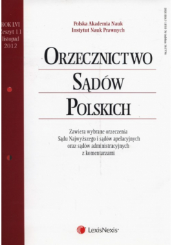 Orzecznictwo Sądów Polskich 11/2012