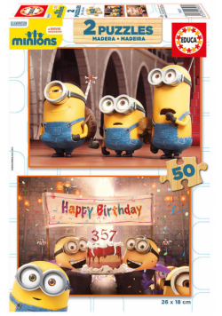 Drewniane puzzle Minionki 2 x 50 elementów