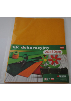 Filc w arkuszach 20cm x 30cm. Kolor żółty 5 sztuk