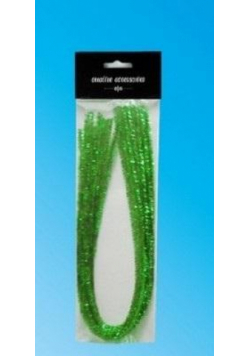 Druty chenille zielone 9mmx50cm 10szt