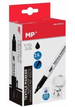 Marker do tkanin czarny 2,6mm 12szt